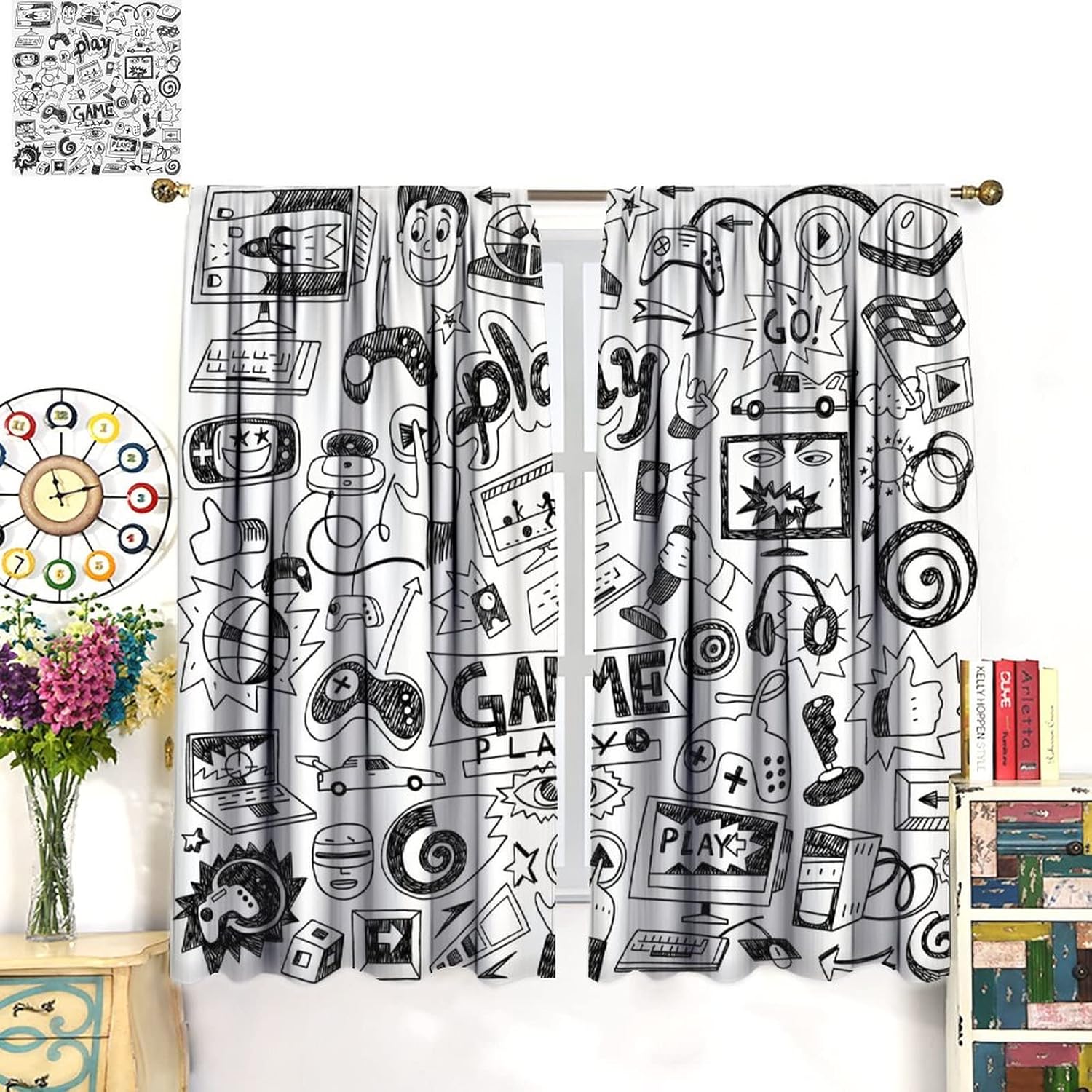 Gaming Video Game Curtain Deco - Retro Gaming Youtube 评论和价格